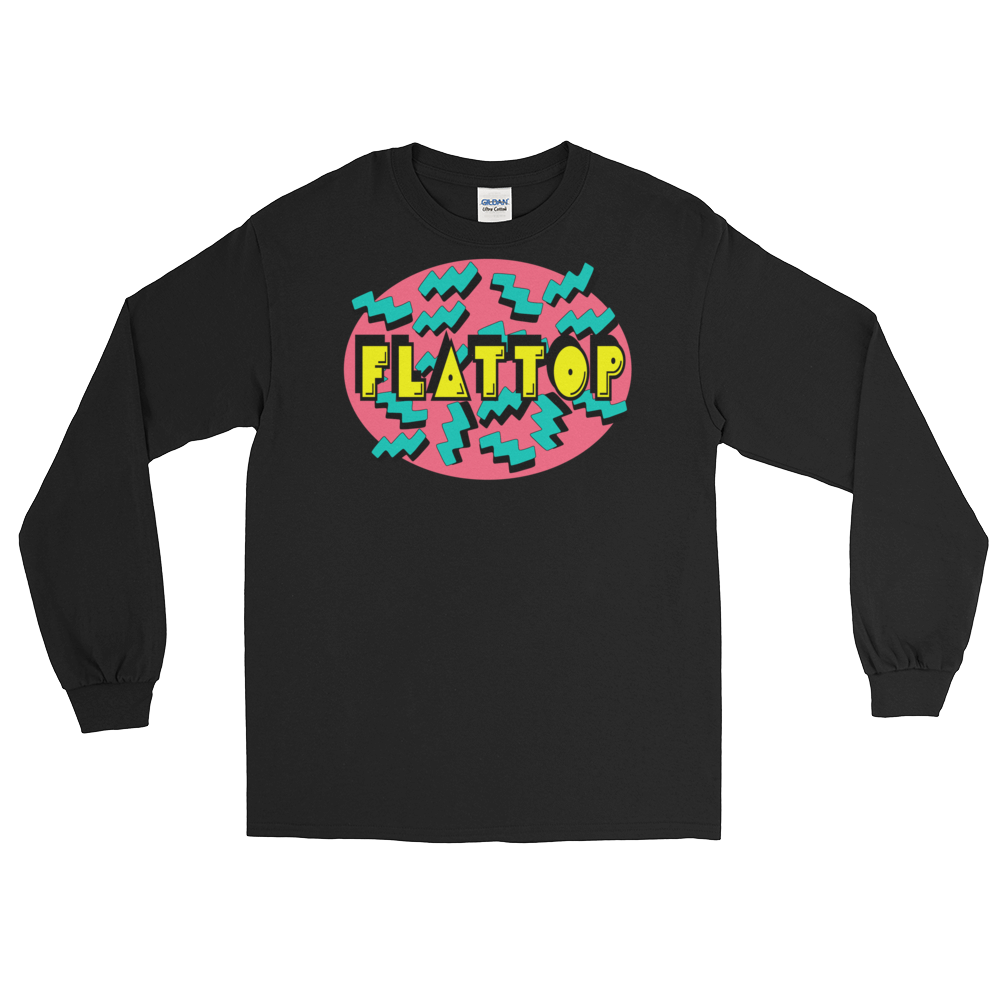 Black Vintage Graphic Flattop Long Sleeve T-Shirt