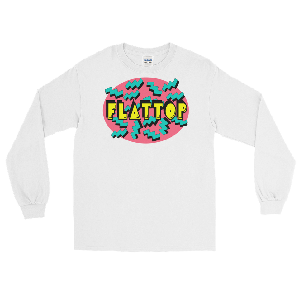 White Vintage Graphic Flattop Long Sleeve T-Shirt